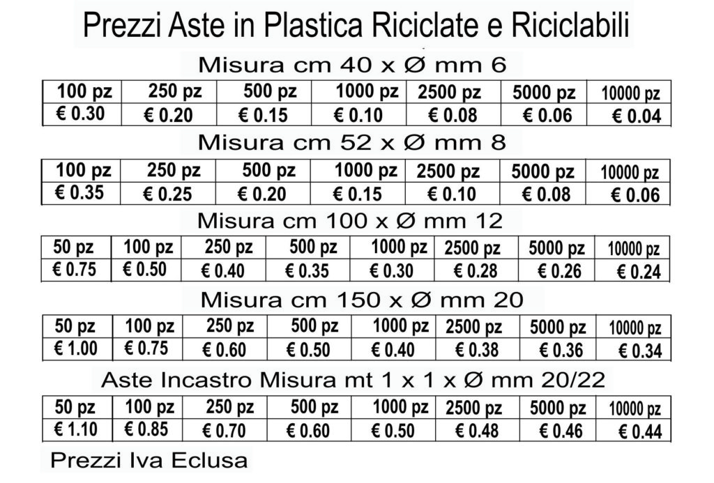 prezzi aste in plastica riciclata prezzi aste in plastica riciclata